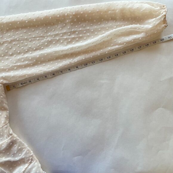 NWT Showpo. Tiahna Long Sleeve High Neck Ruffle Swiss Dot Dress in Cream Size 6 - Picture 14 of 15